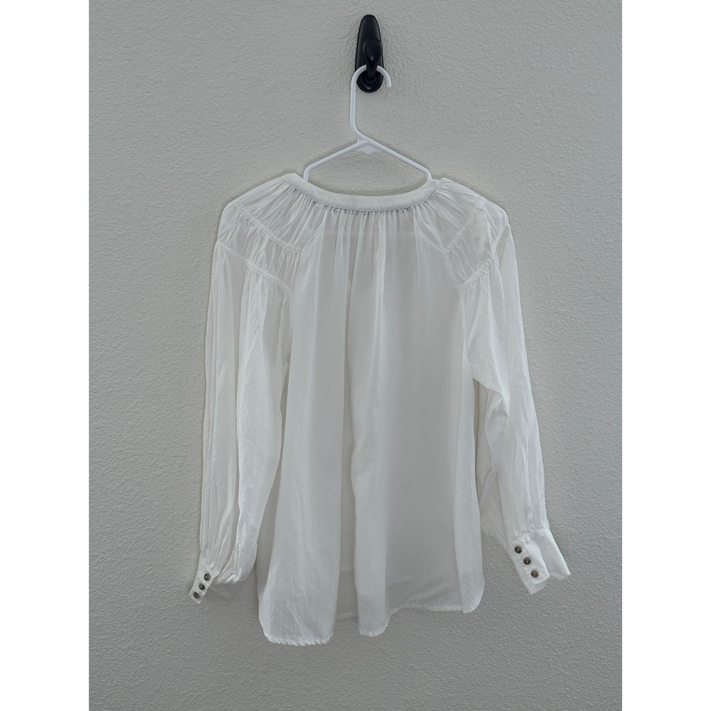 Pilcro Henley Blouse Womens XSP White Long Sleeve Cotton Viscose Boho Top - Picture 3 of 9